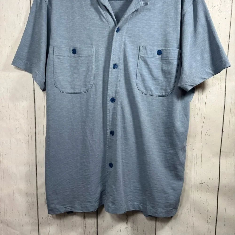 J.Crew Blue Garment Dyed Slub Cotton Knit Button Front Shirt XXL Coastal Casual - Picture 8 of 13